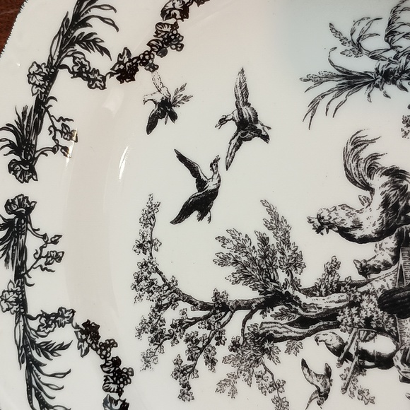 Vintage Aux Au Provence Black White Toile French Country Rooster Soup Bowls b275 - Picture 2 of 5